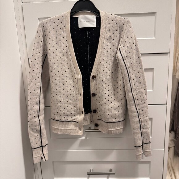 NEW MARIA MCMANUS REVERSIBLE CARDIGAN in Crema and Black Dot XS - Picture 13 of 16